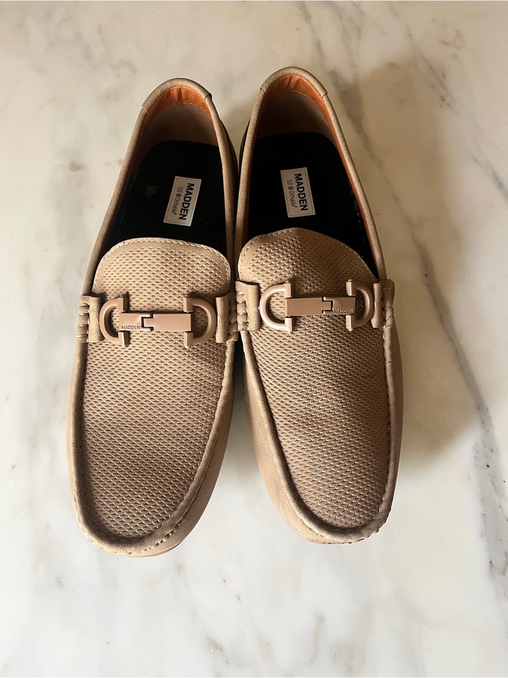 MENS size 12 Steve Madden Beige/Tan Bit-Detail Slip-On Loafers